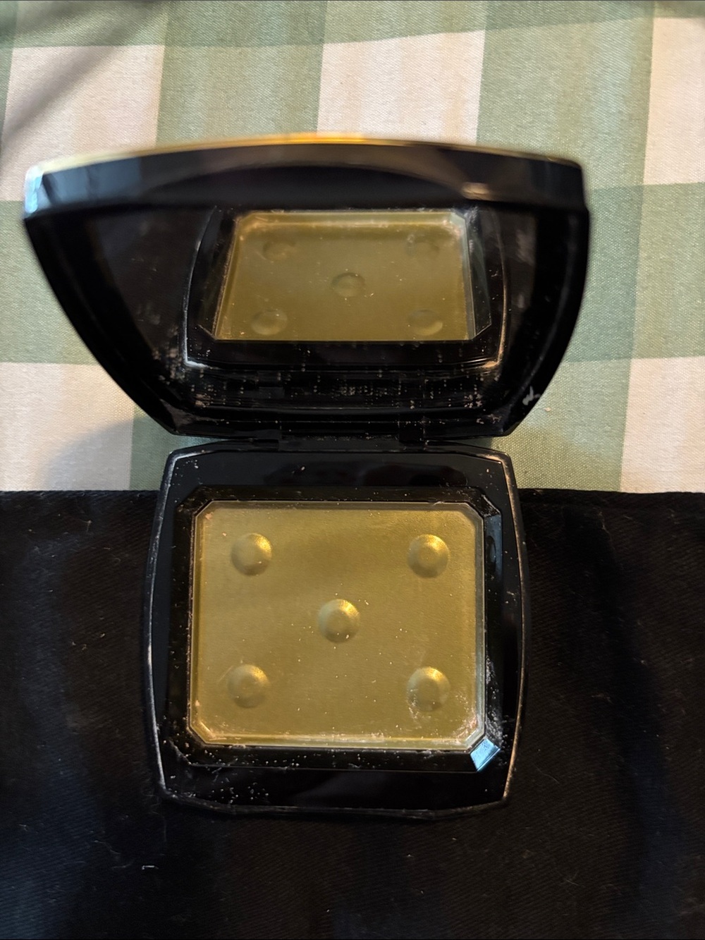 CHANEL Black Compact with Gold Medallion and Multicolor Stones with Storage Bag - Picture 5 of 16